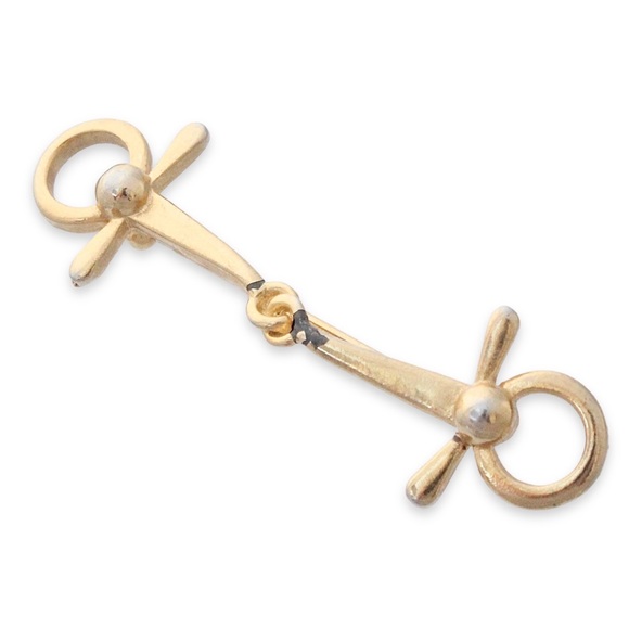 Vintage Horse Snaffle Bit Brooch Gold Plated Equestrian Horseback Riding Pin - Picture 2 of 4